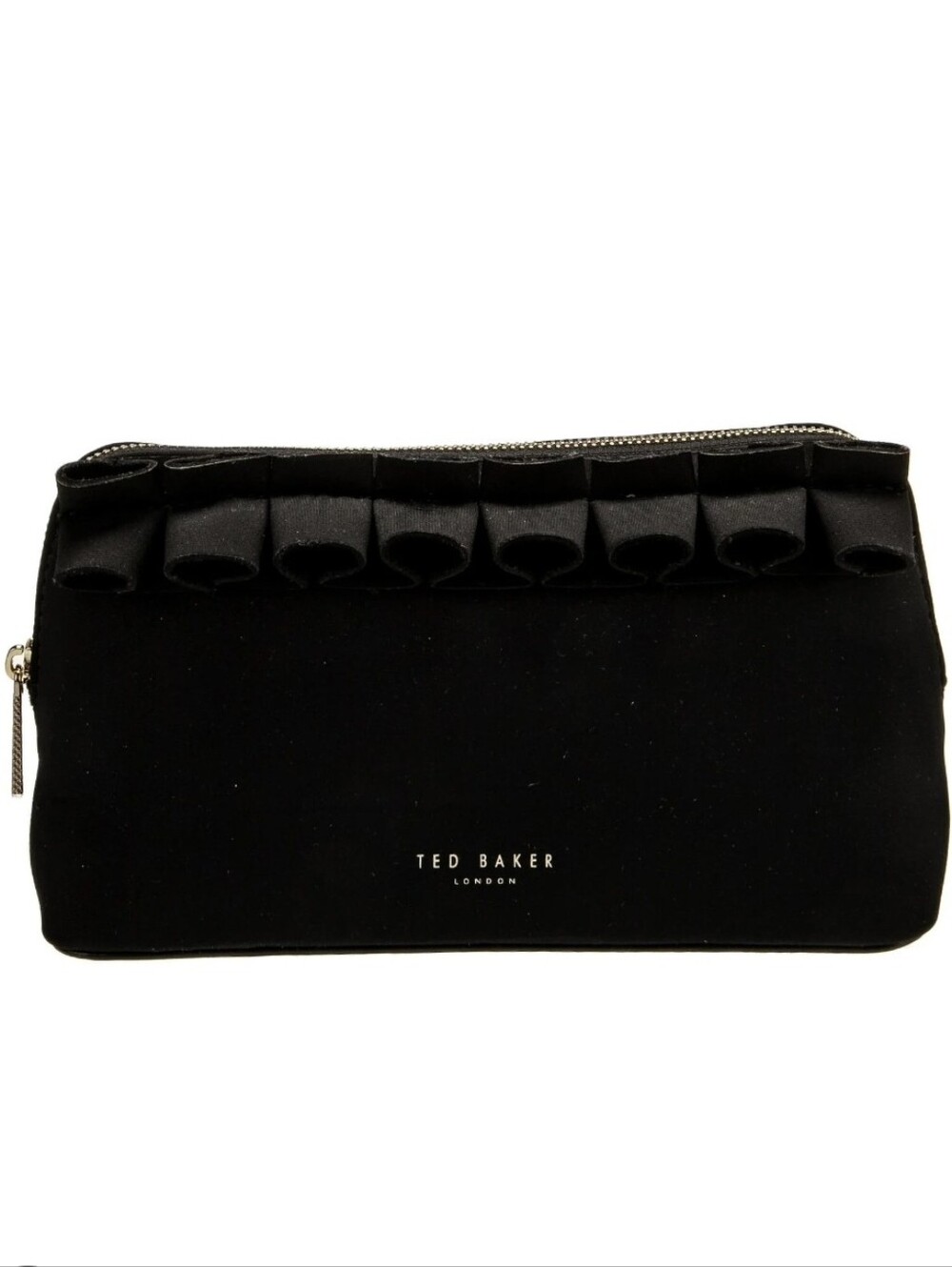 TED BAKER LONDON NWOT Adalyn Black Ruffle Zip Cosmetic Bag